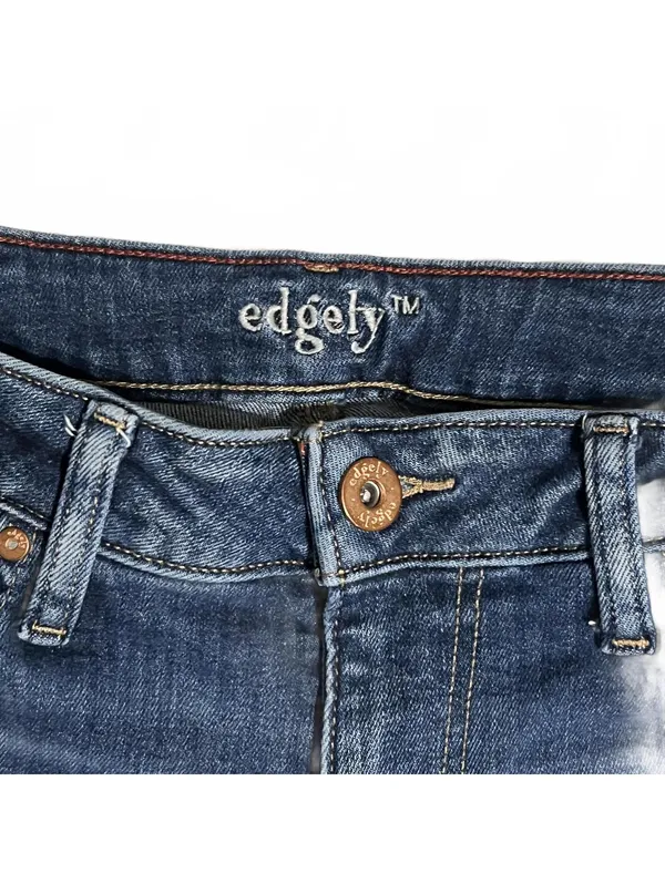 Edgy Dark Wash Flare Jeans Size 12 Regular - Image 2