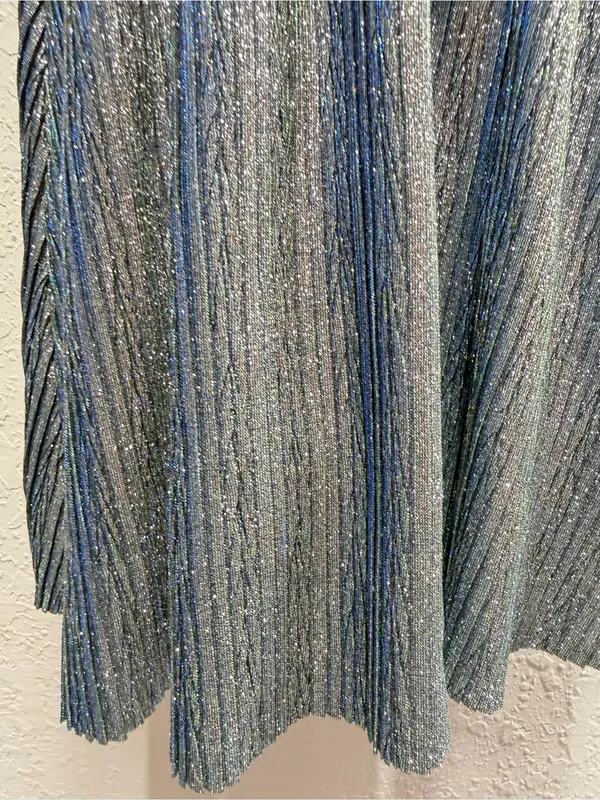 Lulu's shimmery hoco dress silver blue green crinkly glam fairycore pixie large - Image 5