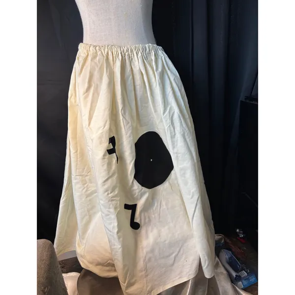 Vintage Handmade 50s Style Poodle Skirt Off White Record Music Note Costume - Image 2