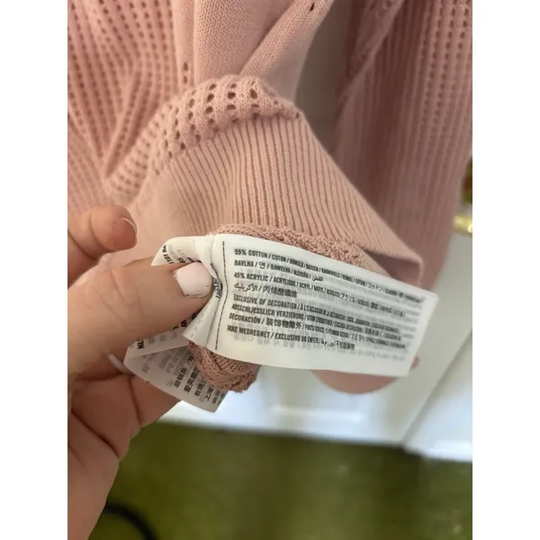 Abercrombie & Fitch Pink Crewneck Open Knit Beach Sweater L Minimal Comfy - Image 6