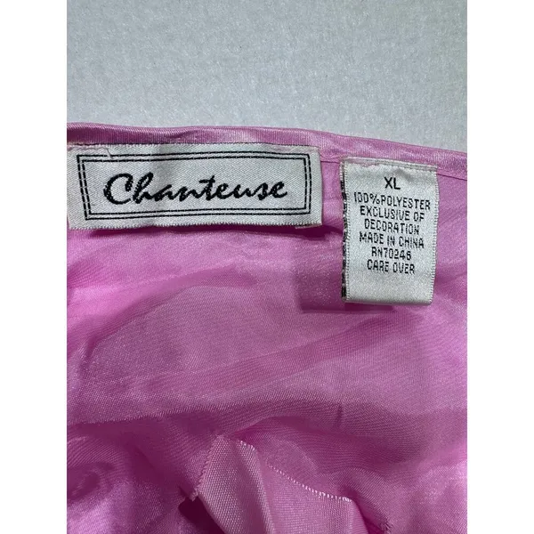 Vintage Chanteuse Pink Satin Pajama Set Lace Trim Cami &‎ Pants Size XL 90s NOS - Image 4
