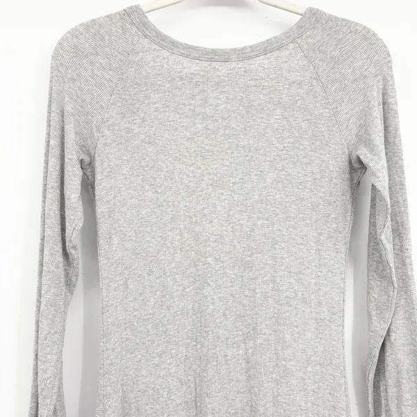 Aerie Womens Grey Ribbed Long Sleeve Low Back Bodycon Lounge Maxi Dress Size M - Image 4