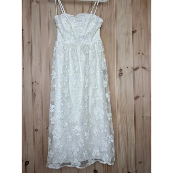 Lulus Delightful Charisma White Embroidered Sequin Mesh Dress Classy Long Medium - Image 2
