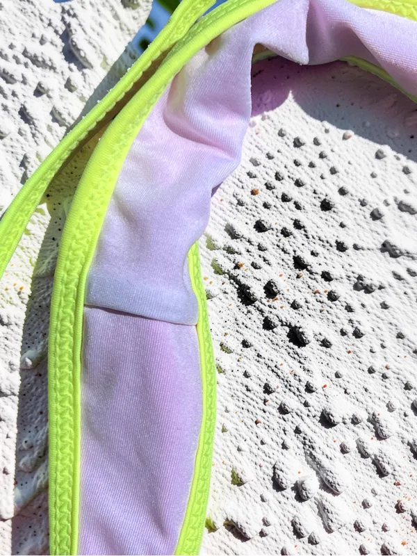 Hot Pink & Neon Yellow Pearl Accent Bikini Set Small - Image 14