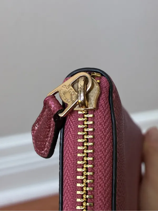 Coach Metallic Crossgrain Leather Zip-Around Long Wallet F21068 - Image 14