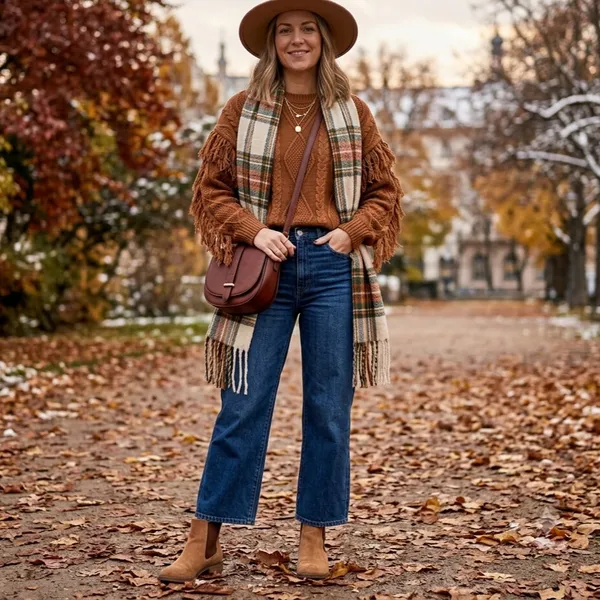 Pink Lily Fringe Sleeve Cable Knit Sweater Brown M Western Boho Fall Cowgirl Top - Image 2