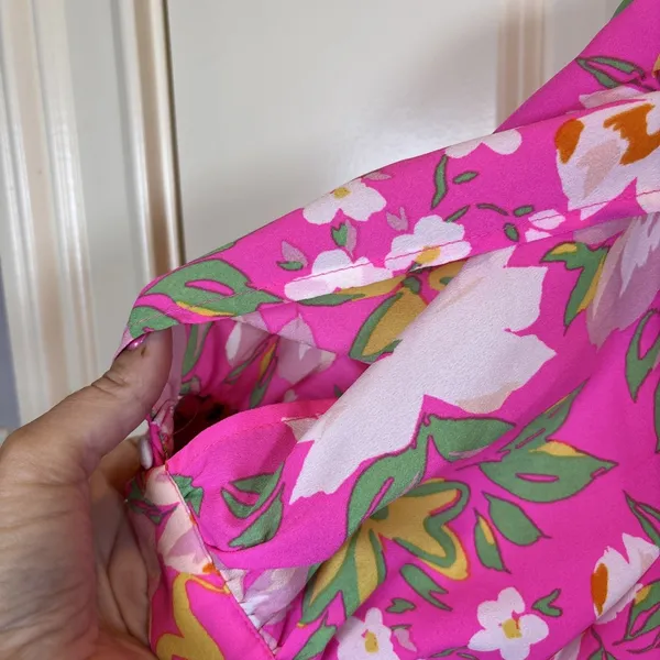 JODIFL Floral Tunic Top Medium Hot Pink Boho‎ Boutique Blouse Coastal Resort - Image 4