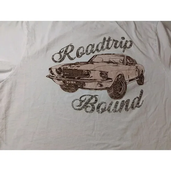 VS PINK Cropped Logo White‎ Graphic Tee Roadtrip Bound Large Athletic Gym - Image 2