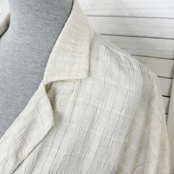 Zara Crinkled Look Slouchy‎ Blazer Tan Medium Linen Blend Double Breasted - Image 6