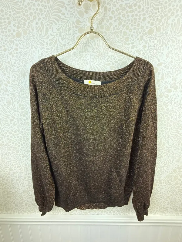 BODEN Mabel Boat Copper Sparkle Wool Relaxed Fit Lightweight Sweater - Size - 4 - Image 6