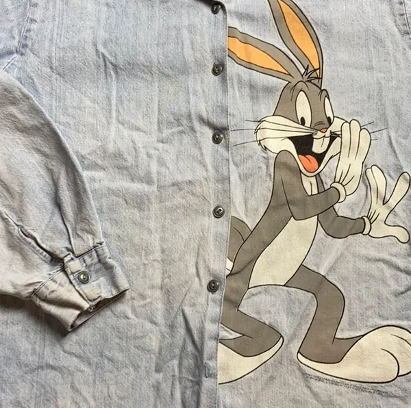 VINTAGE LOONEY TUNES BUGS BUNNY BUTTON UP - Image 5