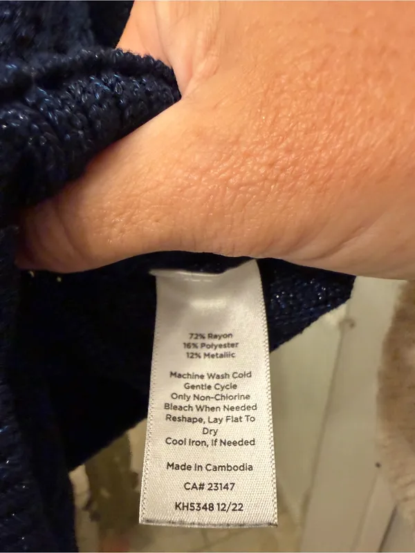 Talbots Navy Open-Weave Crewneck Sweater - Image 3