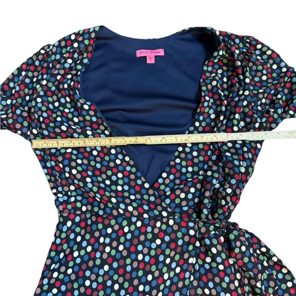 Betsey Johnson Wrap‎ Dress Womens Size 10 Polka Dots High Low Hem Sleeve Tie NEW - Image 9