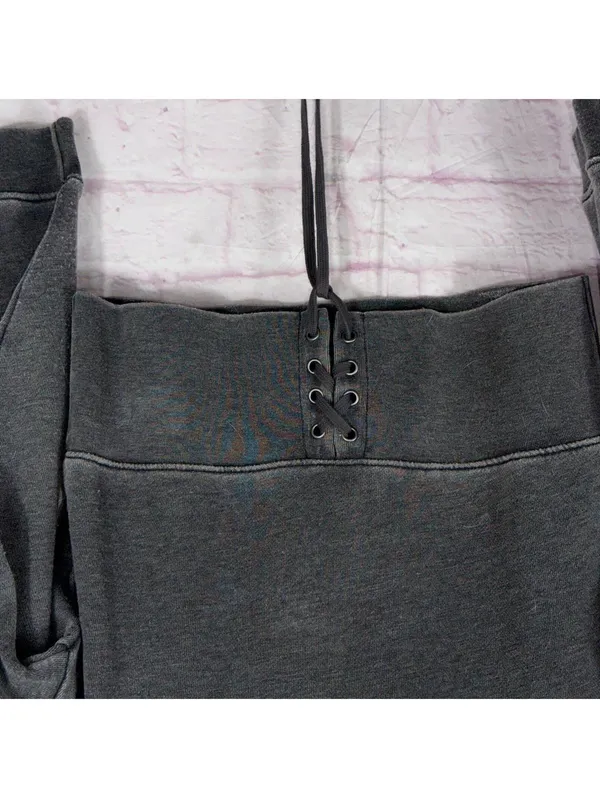 American Eagle Outfitters Large Grey Lace-Up Sweatshirt - Image 3