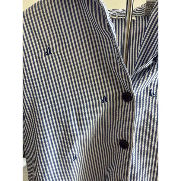 Women's Draper’s & Damon’s‎ Blue & White Striped Button Down - Nautical - Image 5