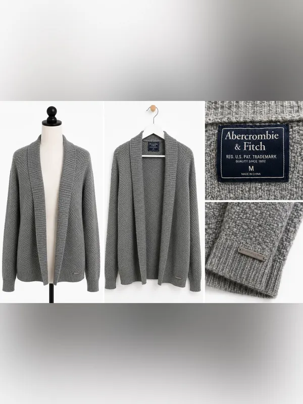 Abercrombie & Fitch Merino Wool Open Front Cardigan Sweater Medium - Image 2