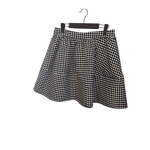 Express Womens Polka Dot Skirt 8 Black White‎ Fit and Flare Retro Mod Rockabilly - Image 2