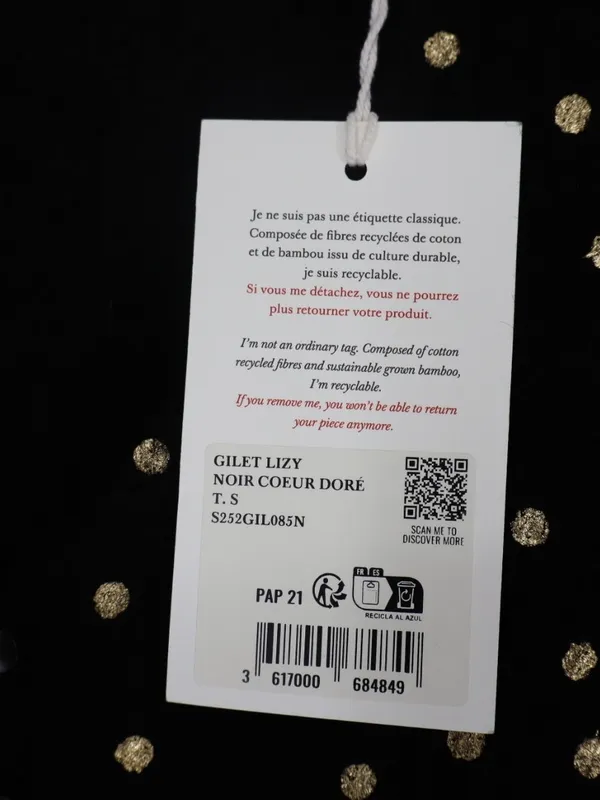 Sézane Lizy Cardigan Black Gold Metallic Dot Mohair Wool Blend Sweater Small - Image 7