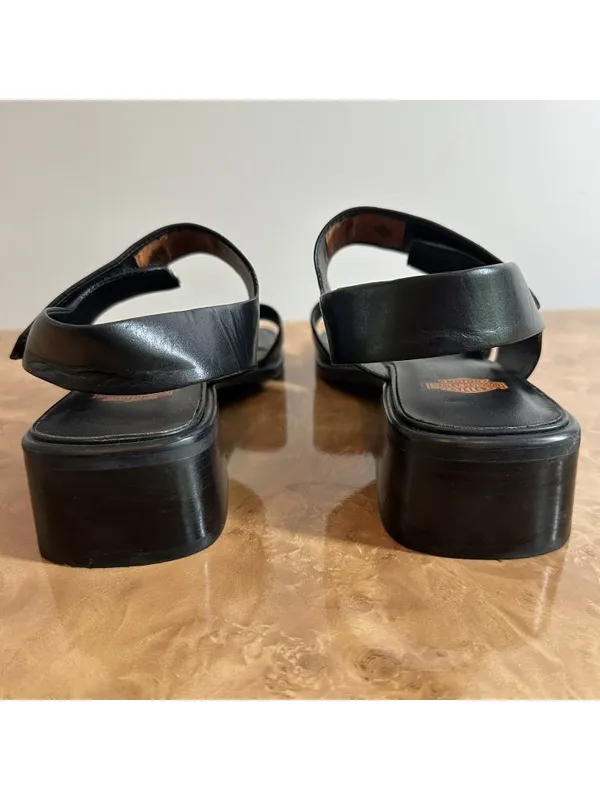 Harley-Davidson Black Leather Comfort Sandals Women's Size 8.5 Block Heel Moto - Image 5