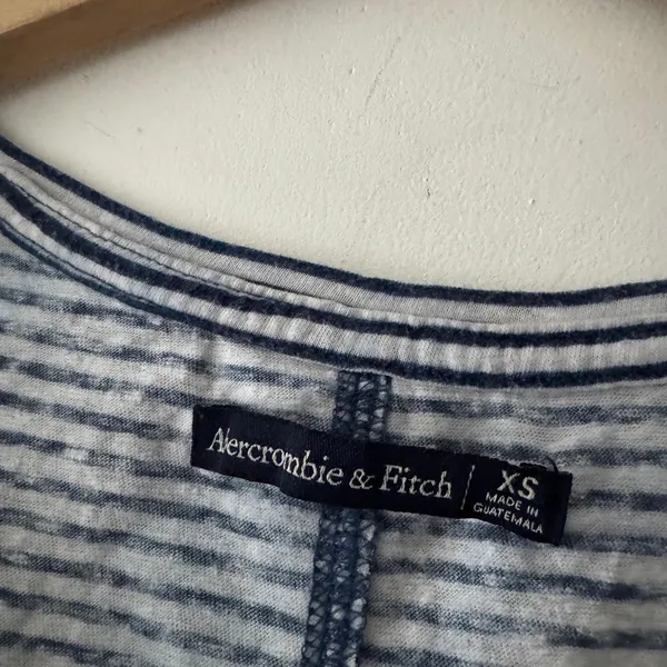 Abercrombie & Fitch Blue and White Stripe Knot Front‎ Crop Top - Image 5