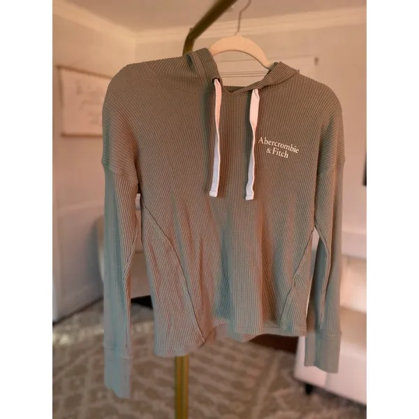 Abercrombie Waffle Knit Hoodie Pullover Minimalist Quiet Luxury Streetwear Y2K - Image 2