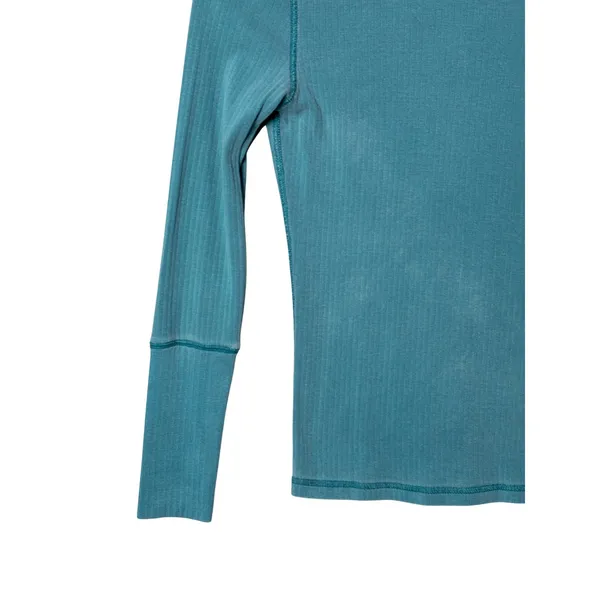 Intimately Free People The Rickie Top XS Teal Ribbed Mock Neck Boho Minimalist - Image 3