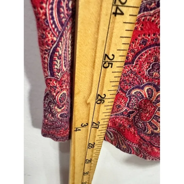 Lauren Ralph Lauren Pajama Top Womens L Red Paisley Long Sleeve Sleep Shirt‎ LRL - Image 6