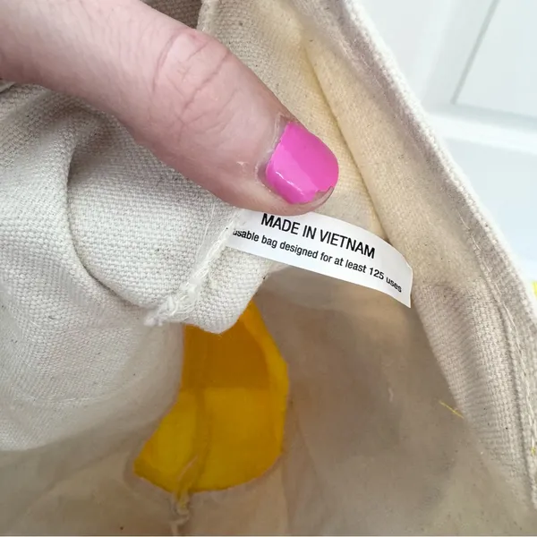 Trader Joe's Yellow and Cream Mini Tote Bag - Image 6