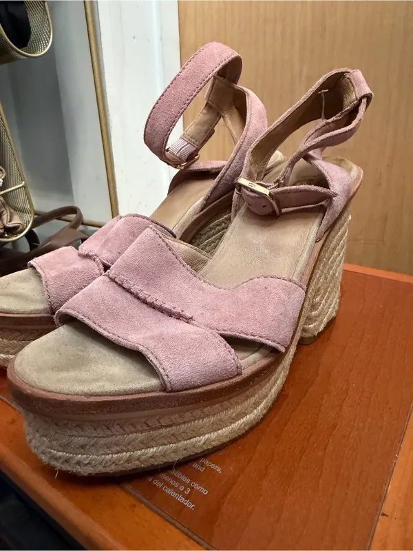 UGG Women’s Pink Suede Espadrille Wedge Sandals. Size: 7.5 - Image 5