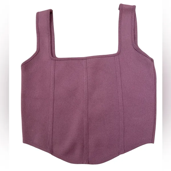 Zara Mauve Sleeveless Pullover Square Neck Stretch Corset Crop Top - Image 2