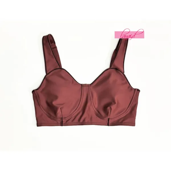 Alo Airlift Redefine Bra Burgundy Truffle Black Padded Sports Bralette Crop Top - Image 9