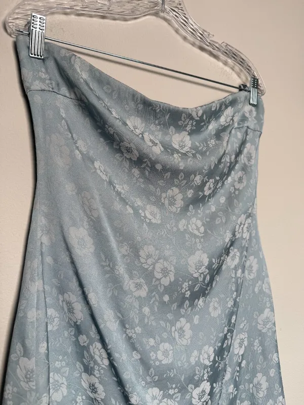 Princess Polly Baby blue Silk Strapless Mini Dress Floral Print - Image 2