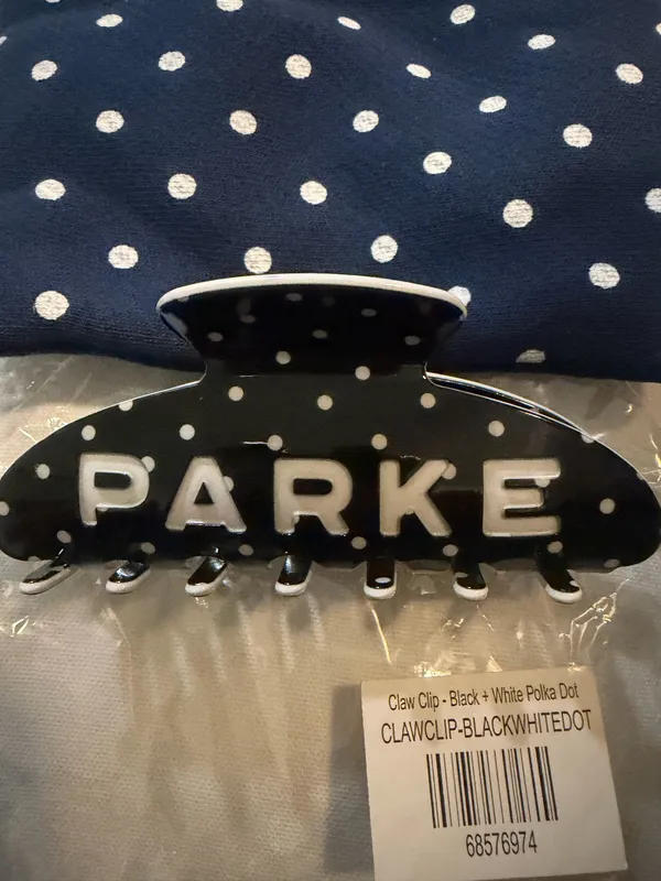Parke Claw Clip Polka Dot Collection Black + White NIP - Image 3