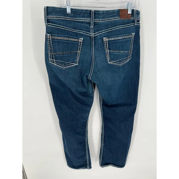 BKE Harper Bootcut Jeans Womens 33L Dark Wash Rhinestone Embellished Mid‎ Rise - Image 3