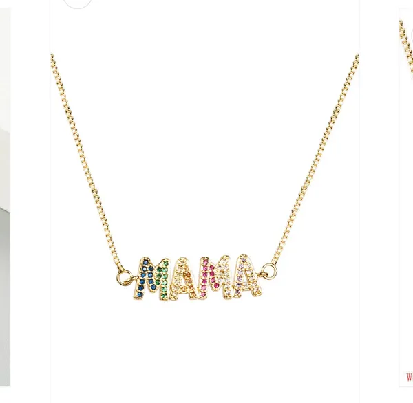 MAMA Zircon Chain Necklace Gold - Image 2