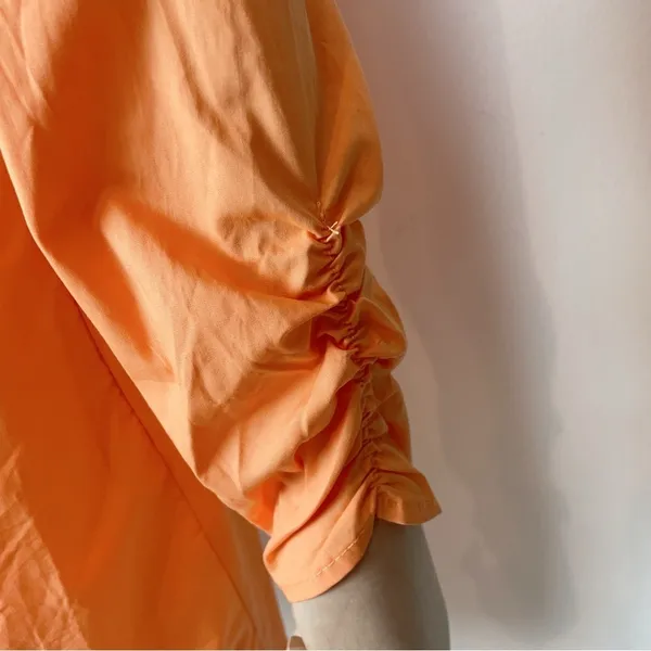 Elliatt Zya Long Sleeve Cotton Ruched Mini Dress in Mango Size Small NWT - Image 7