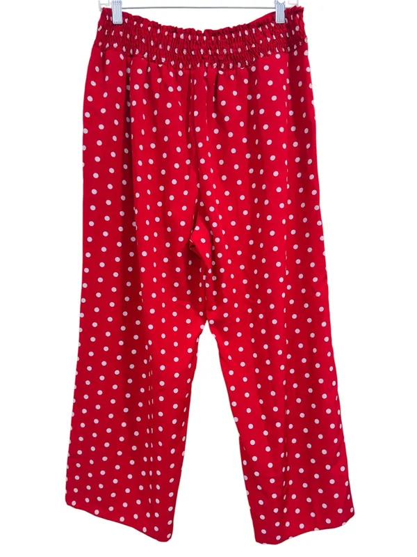 SHEIN Red White Polka Dot Wide Leg Palazzo Pants | Smocked Waist | Size M - Image 4
