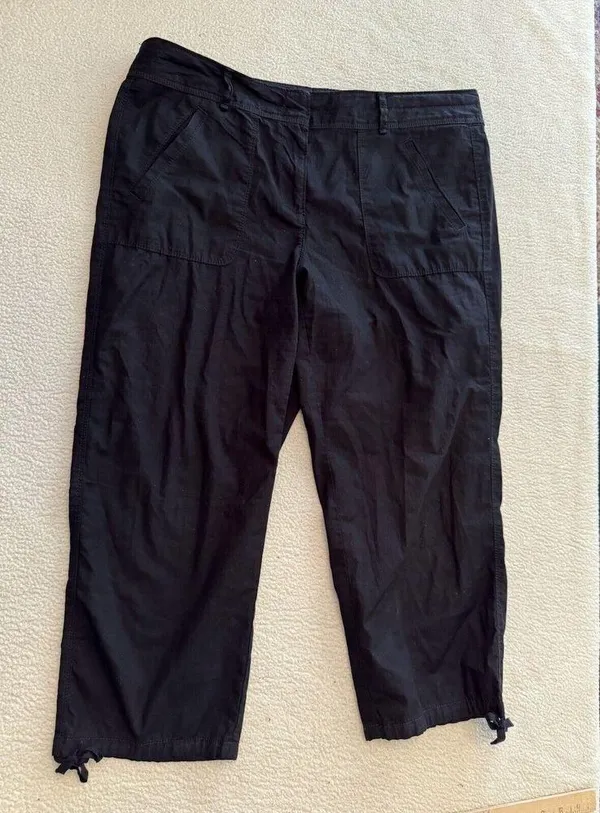 Loft Ann Taylor Women's 8 Black Zipper Cropped Capri Pants Cotton Pockets - Image 4