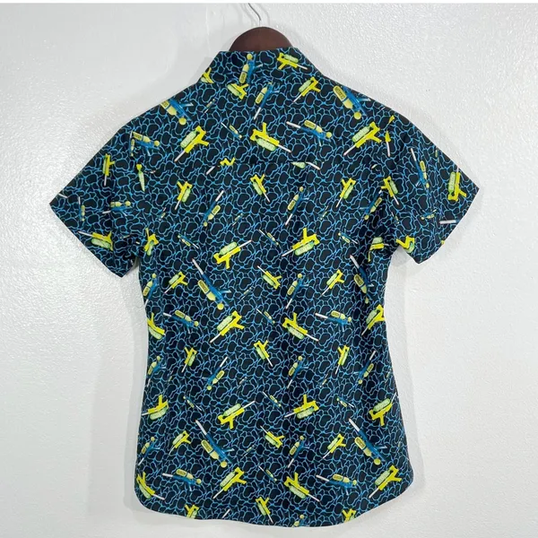 Dixxon Party Soaker 5000 Shirt Womens Small Black Water Gun Print Stretch Casual - Image 2