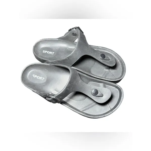 Black Thong Sandals Womens Size 7 Platform Flip Flop Buckle Comfort Slides - Image 2