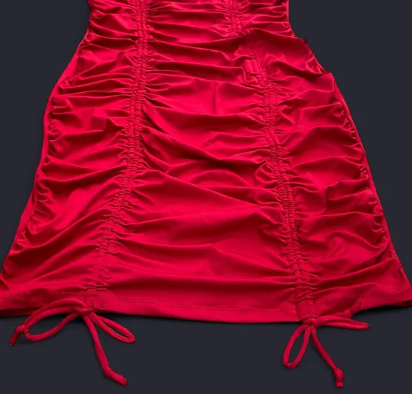 Heart & Hips Scarlet Red Ruched Mock Neck Dress - Image 7