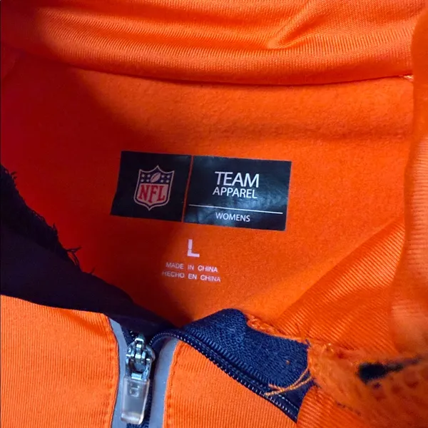 NFL team apparel Broncos orange quarter zip pull over shirt sz Lg - Image 4