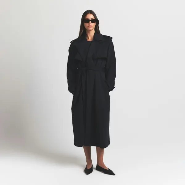 NWT SKIMS boyfriend fleece oversized trench coat size small in Onyx - Image 2