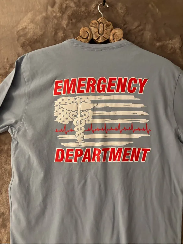 Next Level Apparel Light Blue LA Emergency Department Crew Tee Women’s Size L - Image 4