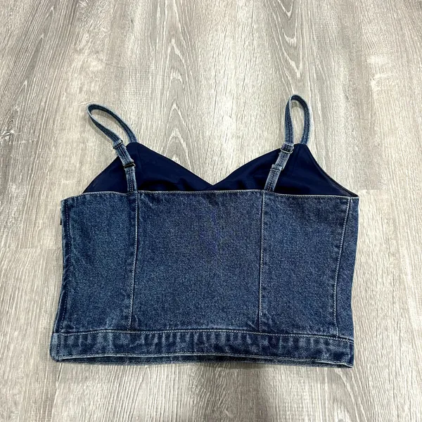 Harley-Davidson Denim Jean Cool Blue Bustier Tank Top Size S - Image 3
