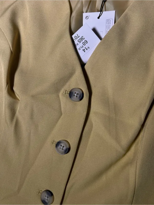 NWT Primark Cares Butter Yellow Tailored Waistcoat Vest Top Button Front Medium - Image 3