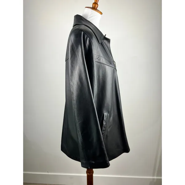 Peletaria Solsona Spain‎ Black Oversized Leather Jacket Western Style Size 42 - Image 10