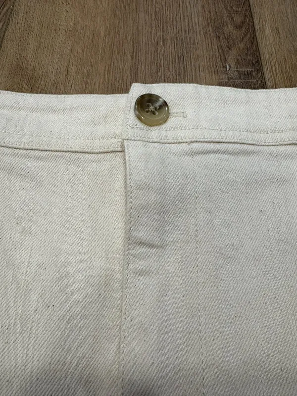 🌟 Madewell 🌟 A Line Cotton Stretch Natural Denim Mini Skirt Cream Sz 8 - Image 2