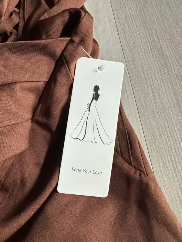 Wear Your Love Square Neck Draped Mini Dress Brown See Measurements NWT - Image 6