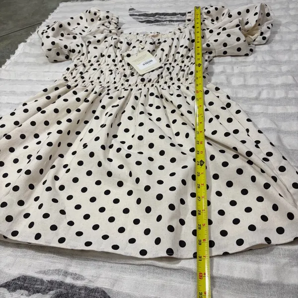 Bohme Polka Dot Black & Ivory Mini SunDress SZ- M NWT Beachy Cottagecore Peasant - Image 14